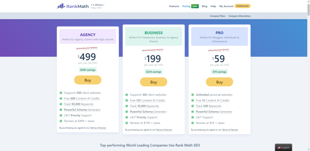 Rank Math Pricing